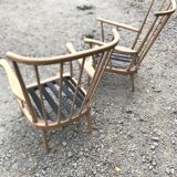 Pair of Baumann armchairs in raw beech