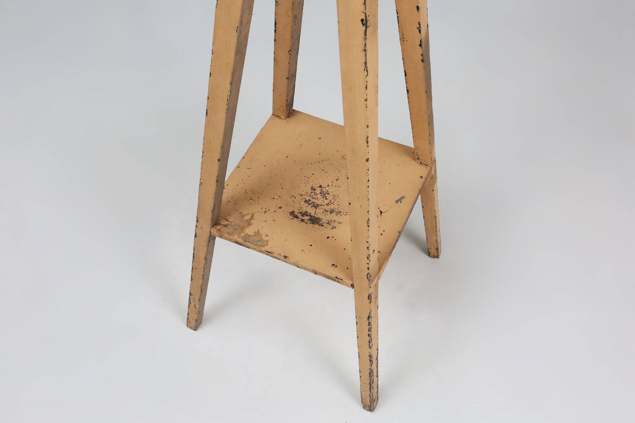 Industrial painted wooden tripod Console with rich patina, France 1900s
