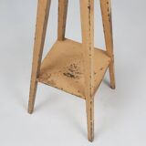 Industrial painted wooden tripod Console with rich patina, France 1900s