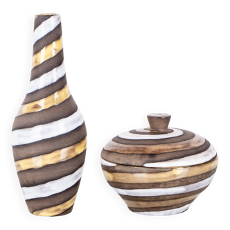 Atterberg spiral model 1960 sweden bowl set with lid and vase
