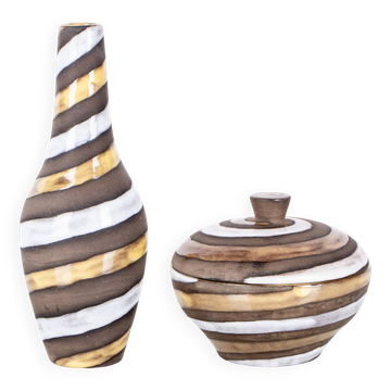 Atterberg spiral model 1960 sweden bowl set with lid and vase