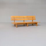 80s low three seat slatted bench / sofa