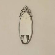 Pair of Swedish Tin Wall Sconces, Mid-Century Style with Mirror by Svenskt - Tenn