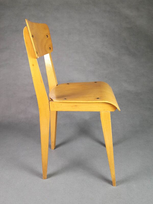 Chaise tout bois enfant pieds compas siglée 118