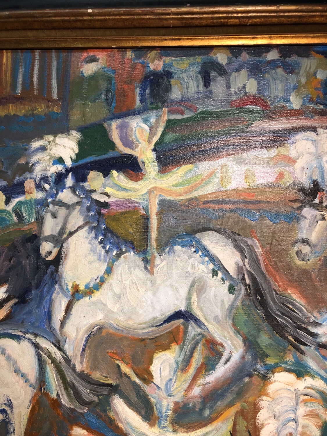 Painting Oil on Canvas Fauvism Circus Horse Dancer Circa 1960