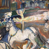 Painting Oil on Canvas Fauvism Circus Horse Dancer Circa 1960
