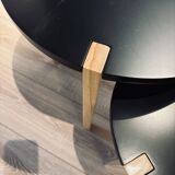 Set of round wooden and black side tables – Scandinavian style