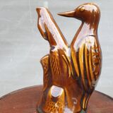 Vase soliflore pic-vert glazed brown earthenware