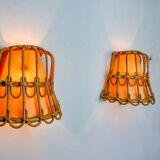 Paire d'appliques en rotin, France, 1960