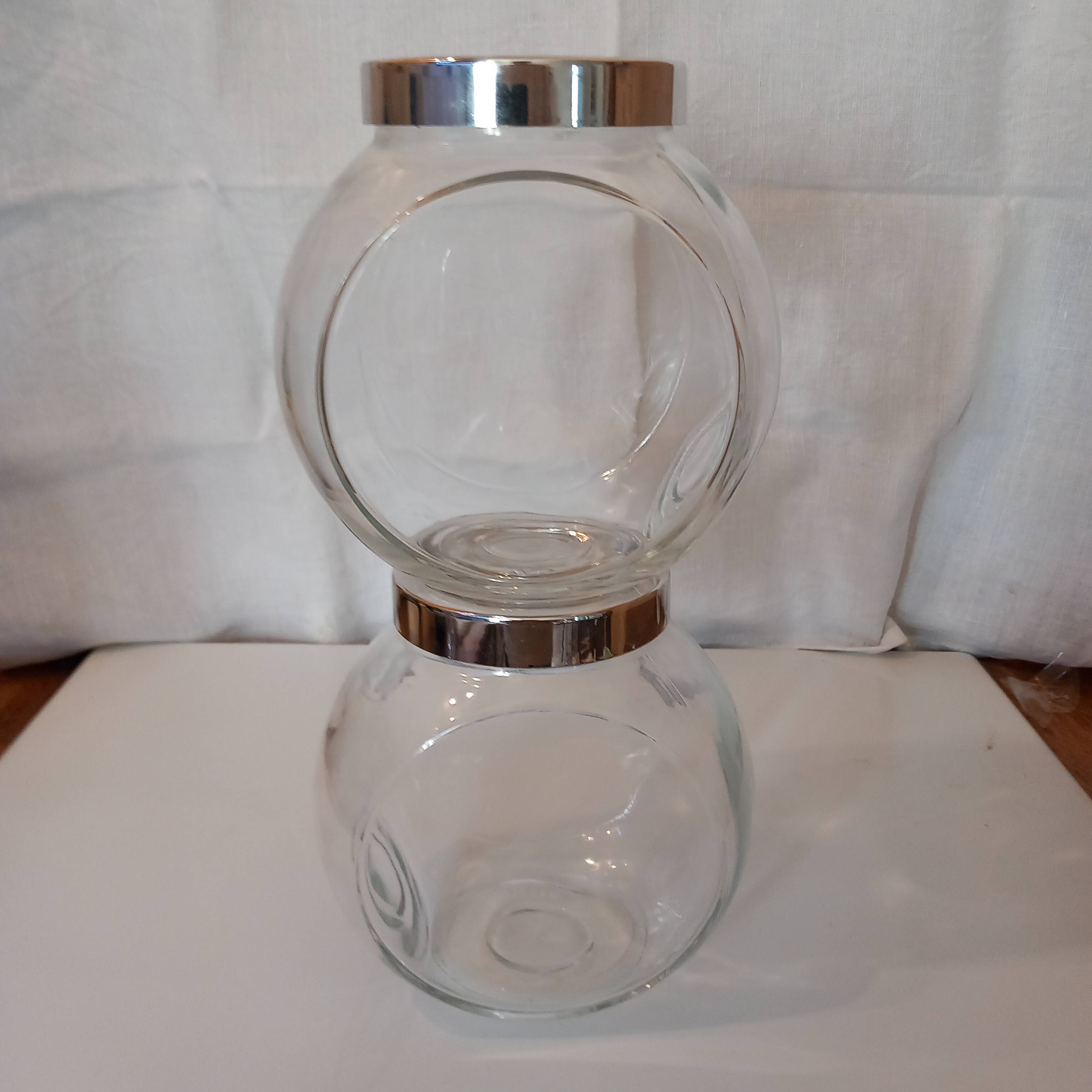 2 vintage Bormioli Rocco glass jars