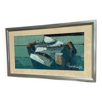 Original Swedish Oil On Panel – “Behind The Glass” By Gunnar Fohlin – Signed – Vintage & Framed – 53 × 30 Cm (20.9" × 11.8")