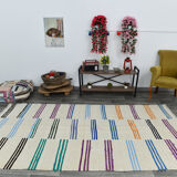 5x10 neutral textured vintage hemp rug, 168x304cm