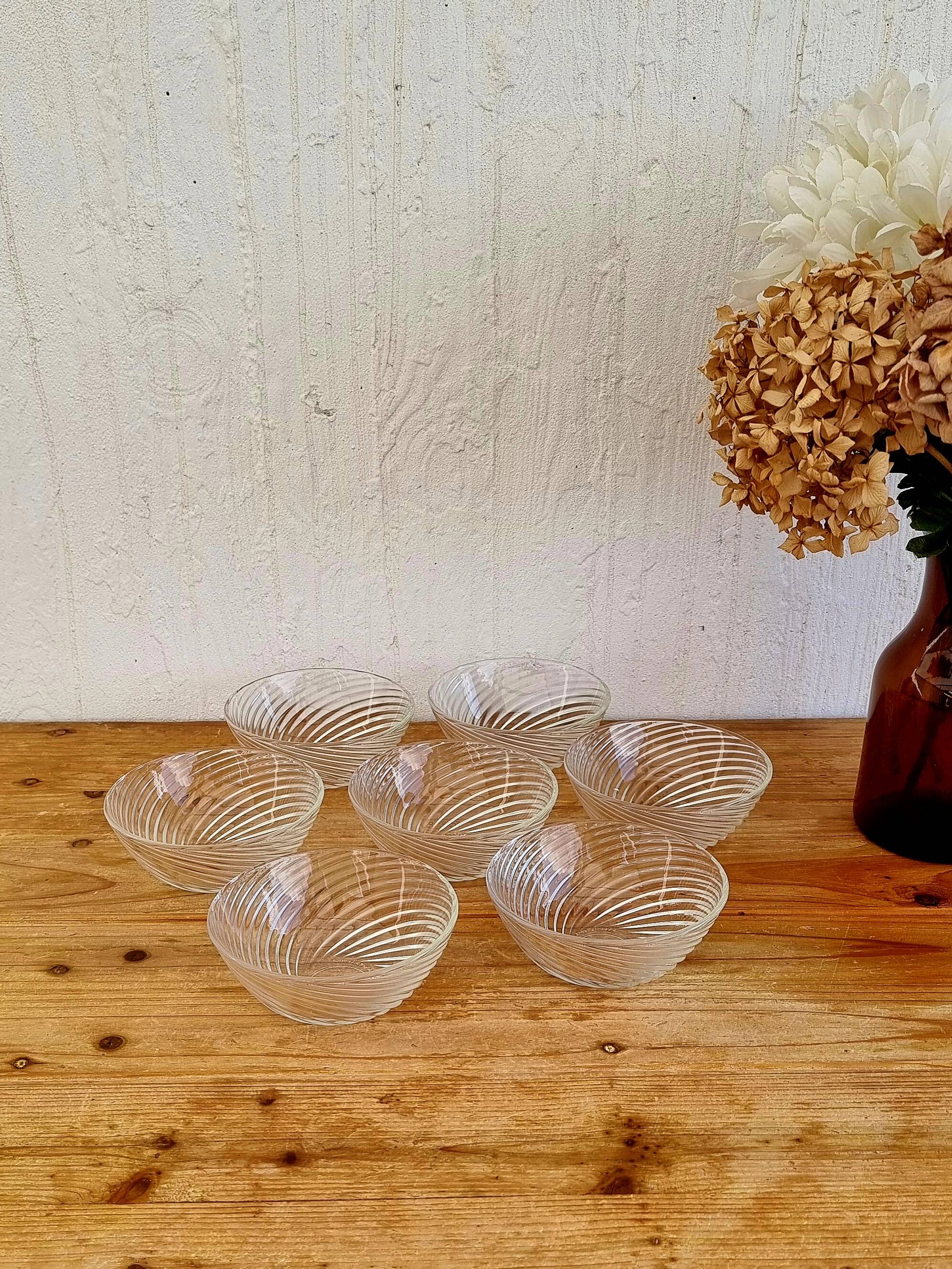 Set of 7 vintage Duralex glass bowls