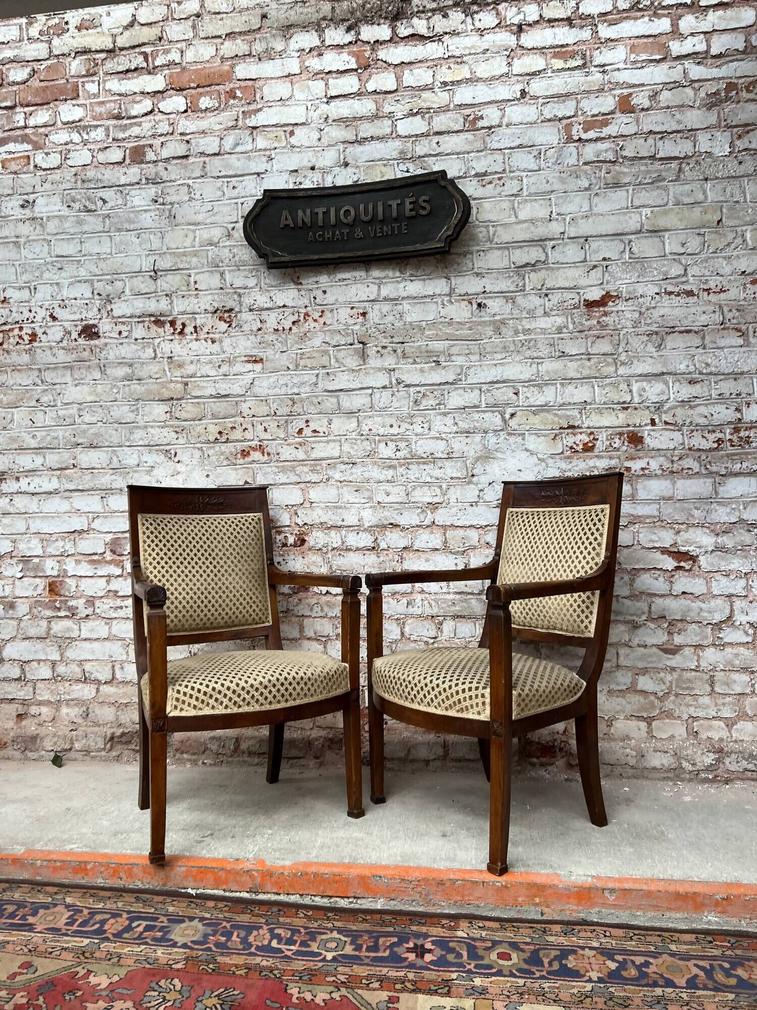 Pair of mahogany armchairs Empire XIXth century