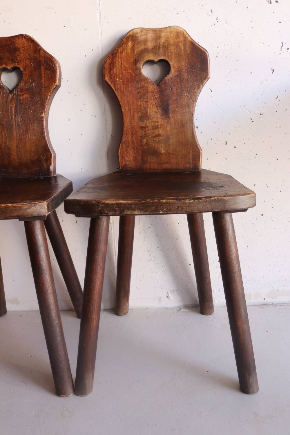 Pair of antique Alsatian wooden chairs