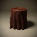 Wicker Ghost Drapery Side Table or Stand 1970s