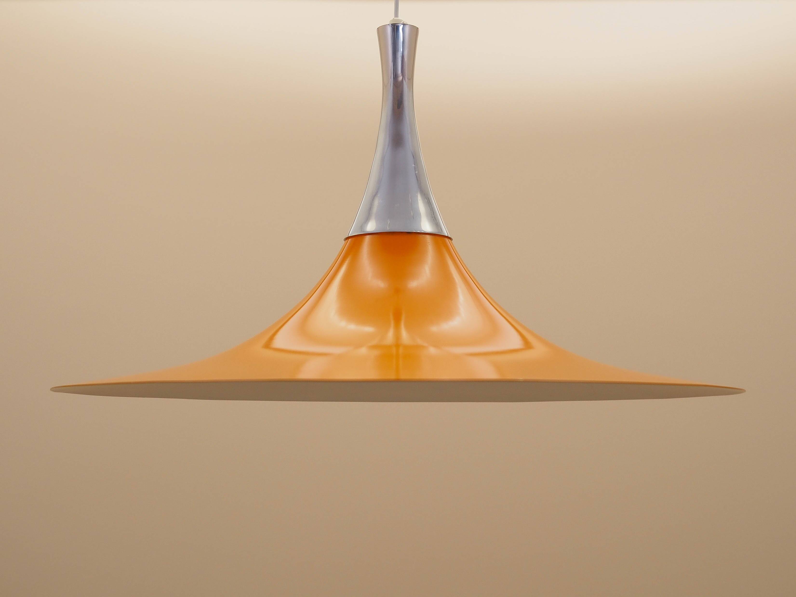 Danish pendant lamp 1960s with orange metal shade