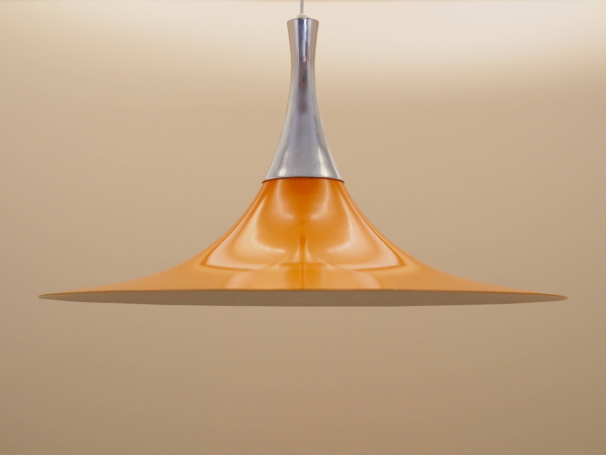 Danish pendant lamp 1960s with orange metal shade