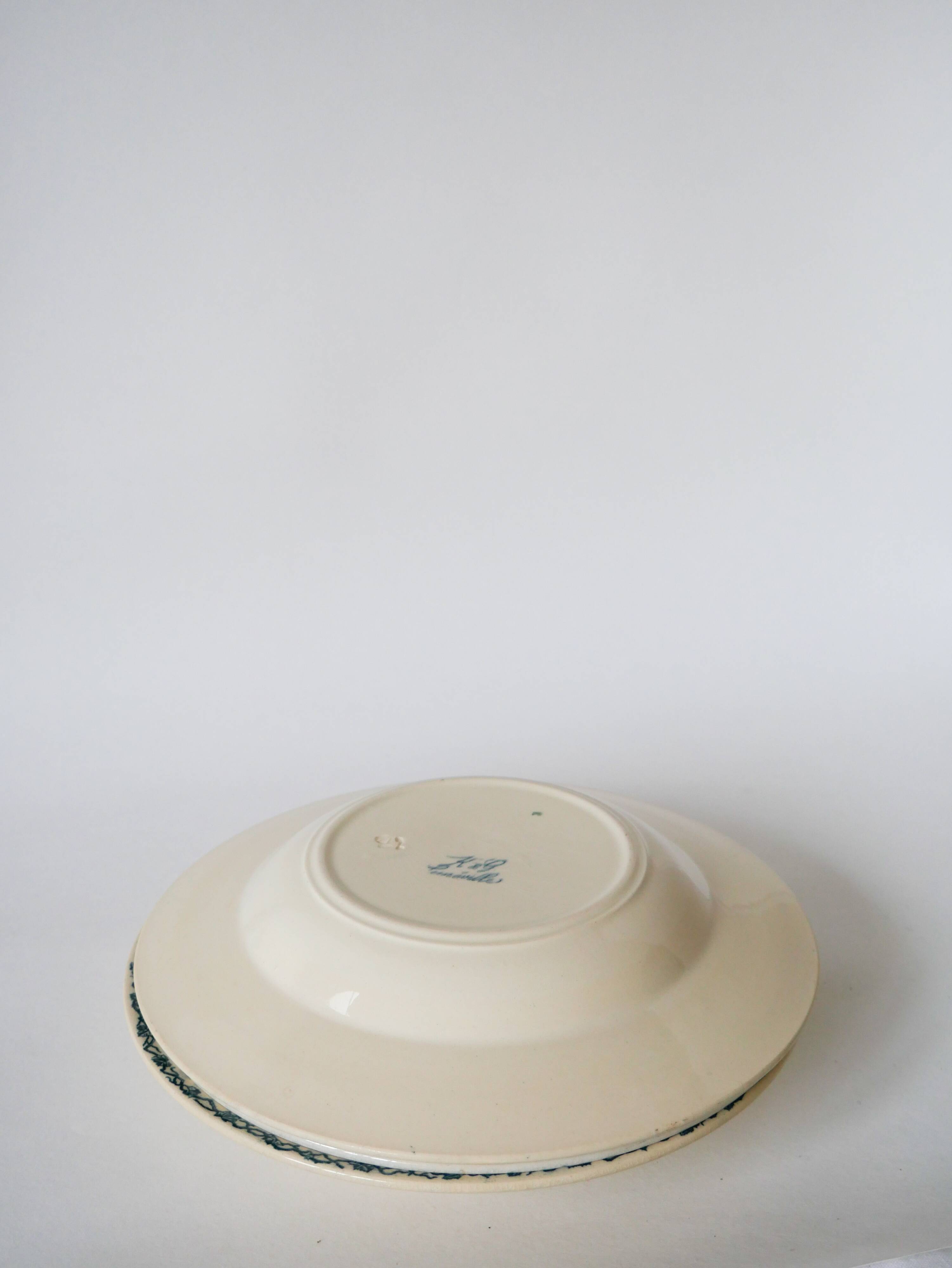 Set of 3 mismatched Iron Earth soup plates L&G Buffon model 19th century