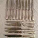 Set of 5 table knives / 9 dessert knives in silver plated mod.shell