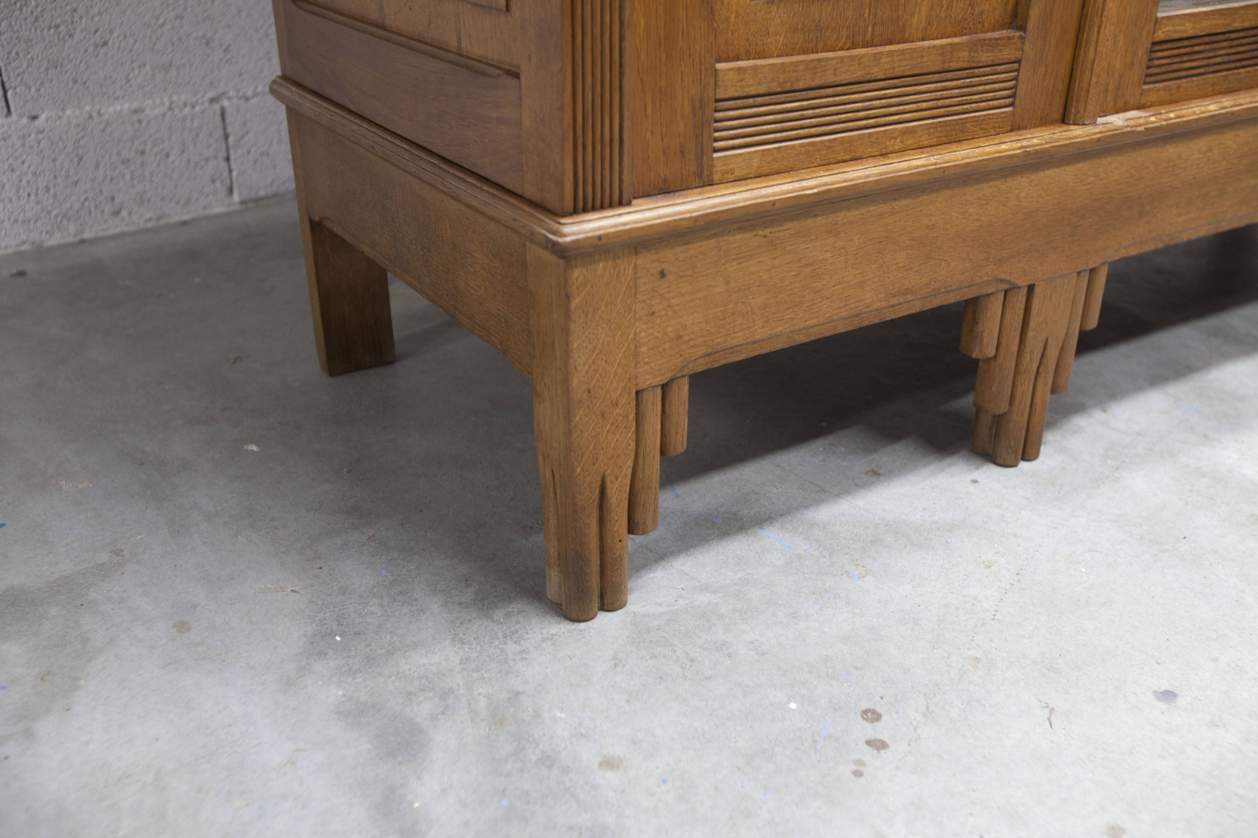 Art Deco carved oak wardrobe - Flemish workshop circa 1930