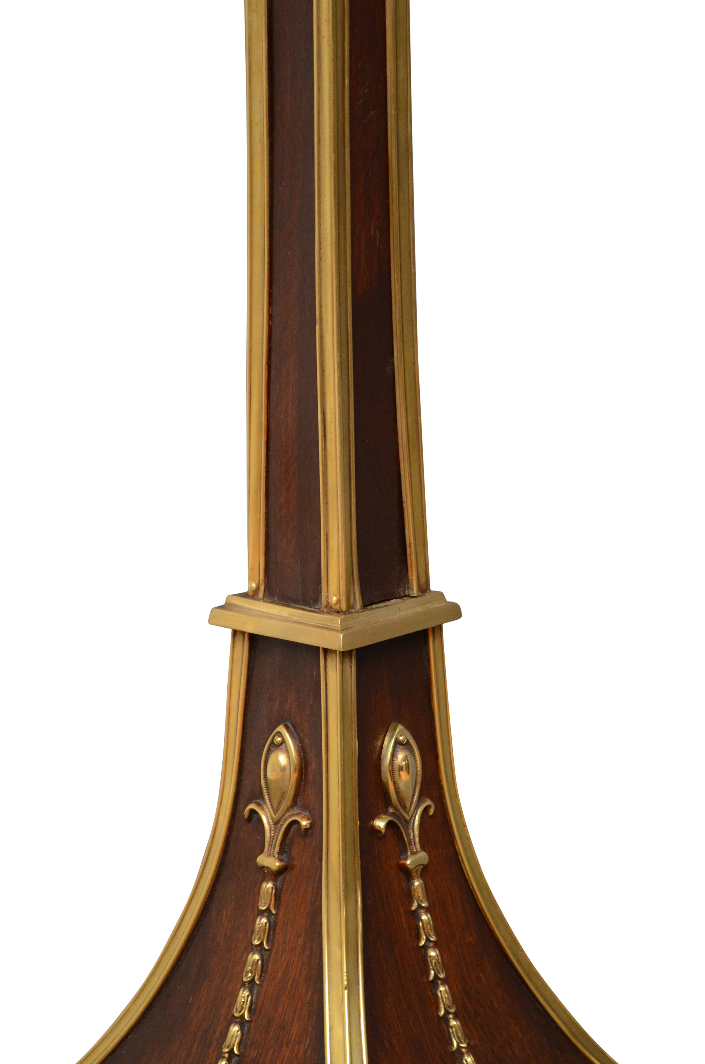 Early XXth century rosewood and brass floor lamp