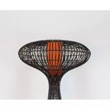 Lampadaire champignon rotin vintage