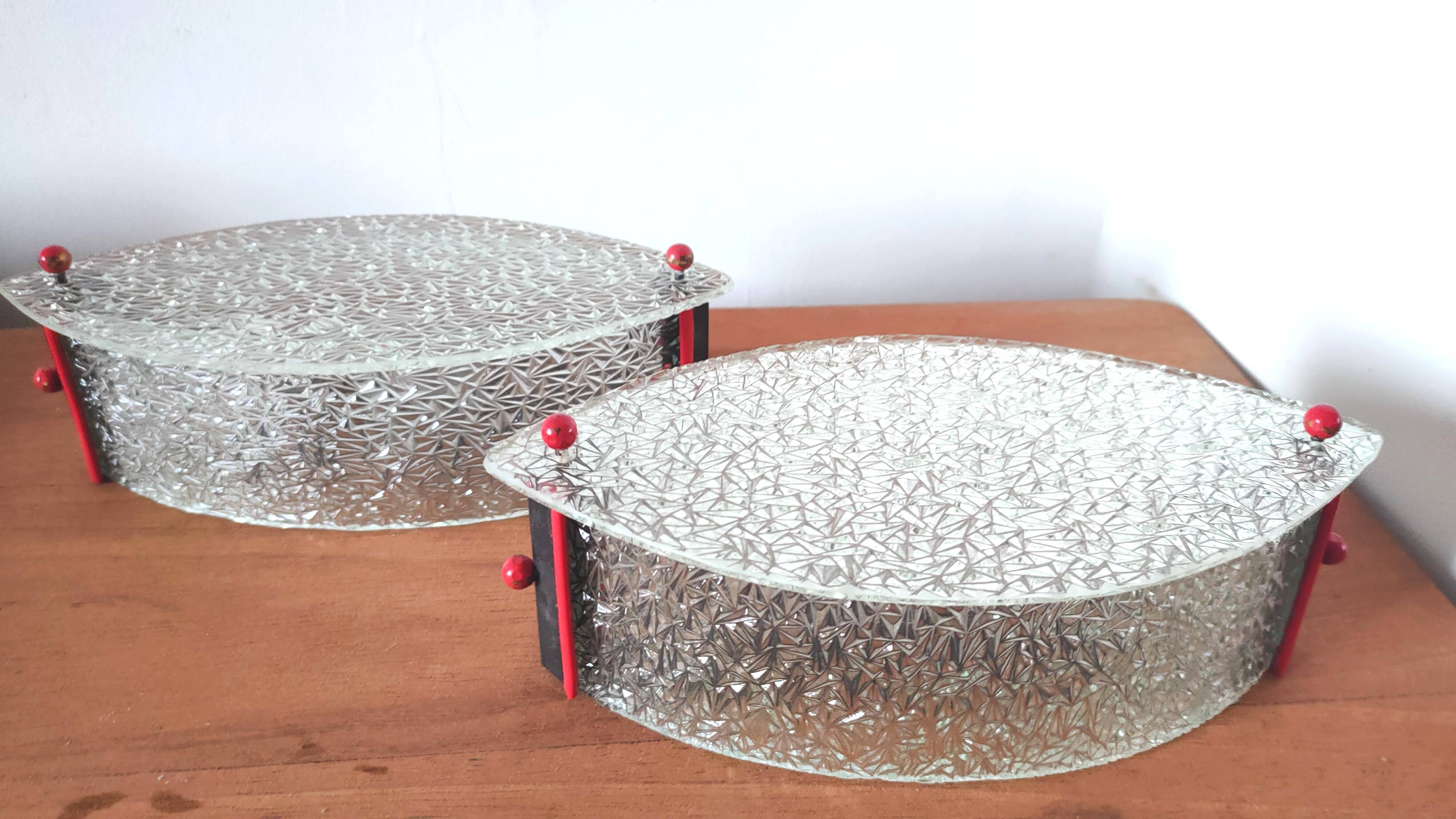 Pair of designer glass eye sconces from the 60s and 70s