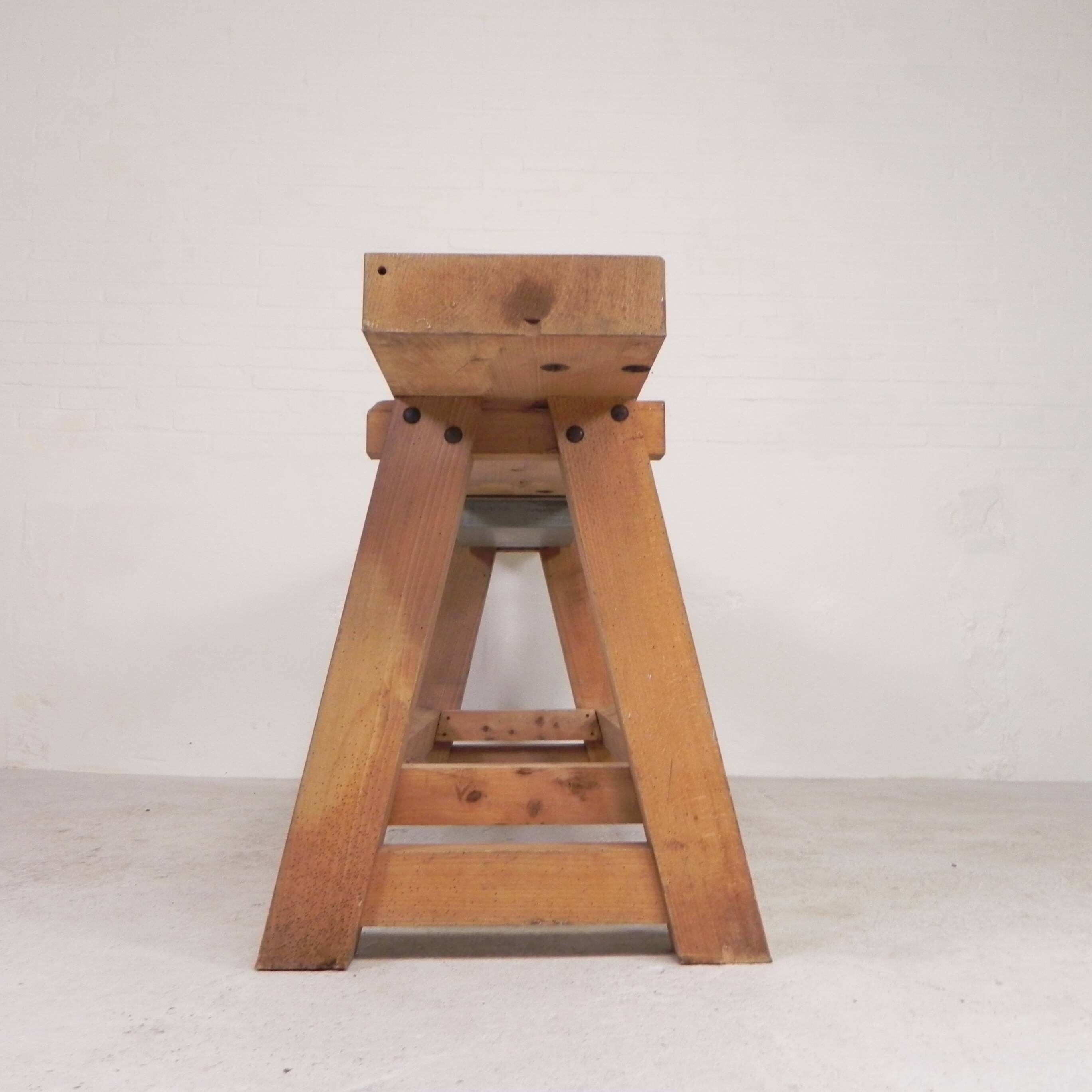 Oak workbench 2 meters long, 1950s