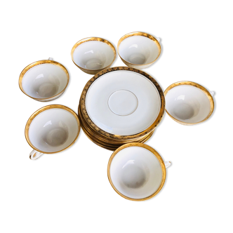 Fine porcelain Limoges enamel Viezon A.B 6 cups and under cups