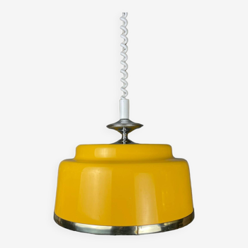 MidCentury Modern yellow metal pull down kitcen lamp