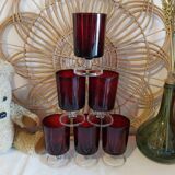 Vintage footed glasses Luminarc model Cavalier Ruby
