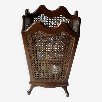 1940s - umbrella stand -chippendale-style made of wood and wicker, with an aluminium-insert, vintage