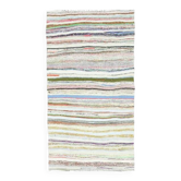 Tapis coureur kilim en laine et coton beige turc vintage noué à la main 110x213