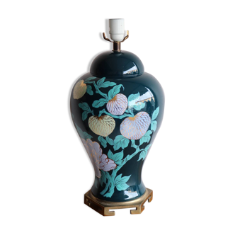 Vintage ceramic lamp with floral decoration.