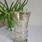 Flared glass vase with gold trim