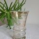Flared glass vase with gold trim