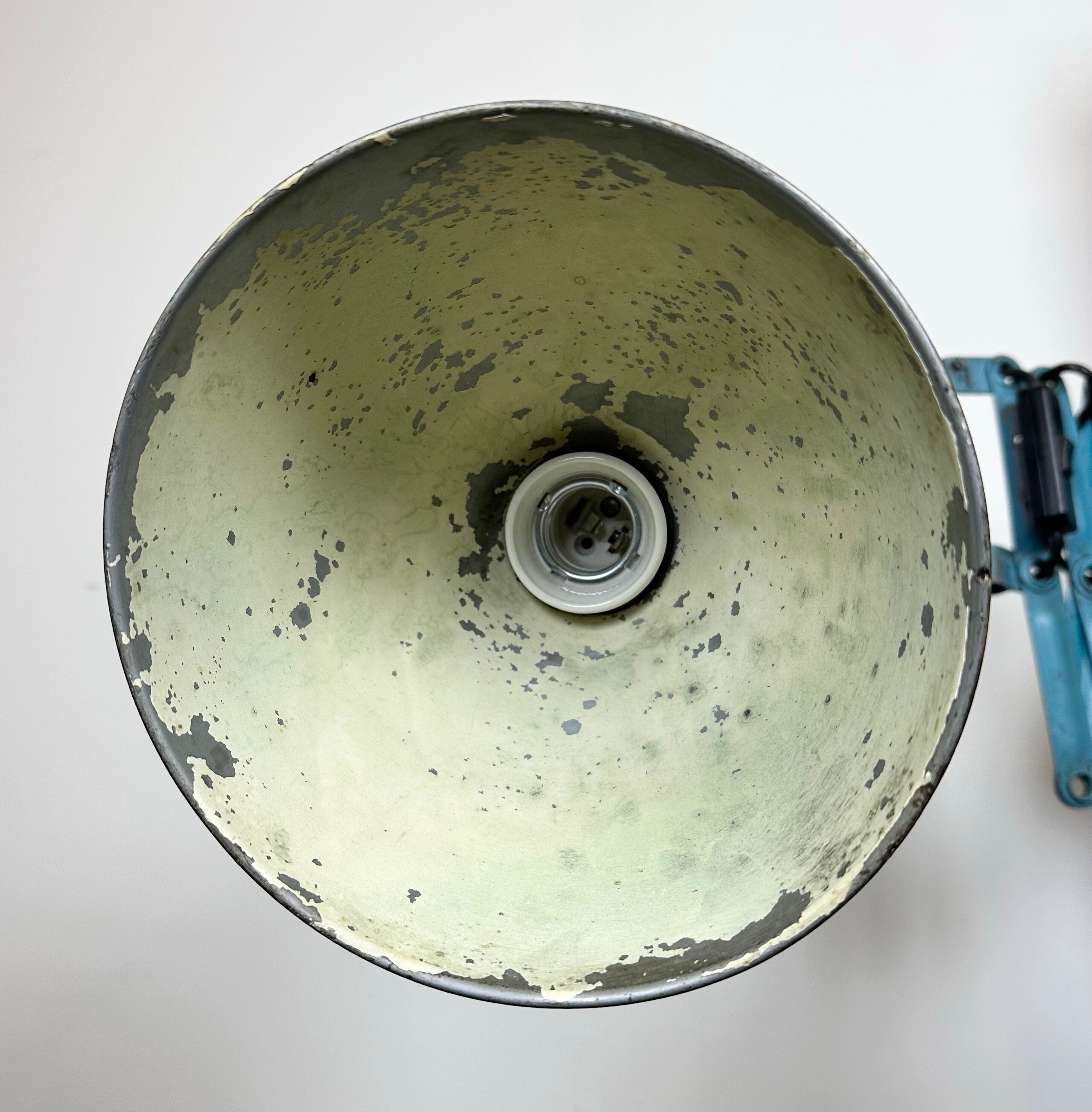 Blue Industrial Scissor Wall Lamp from Elektroinstala, 1960s