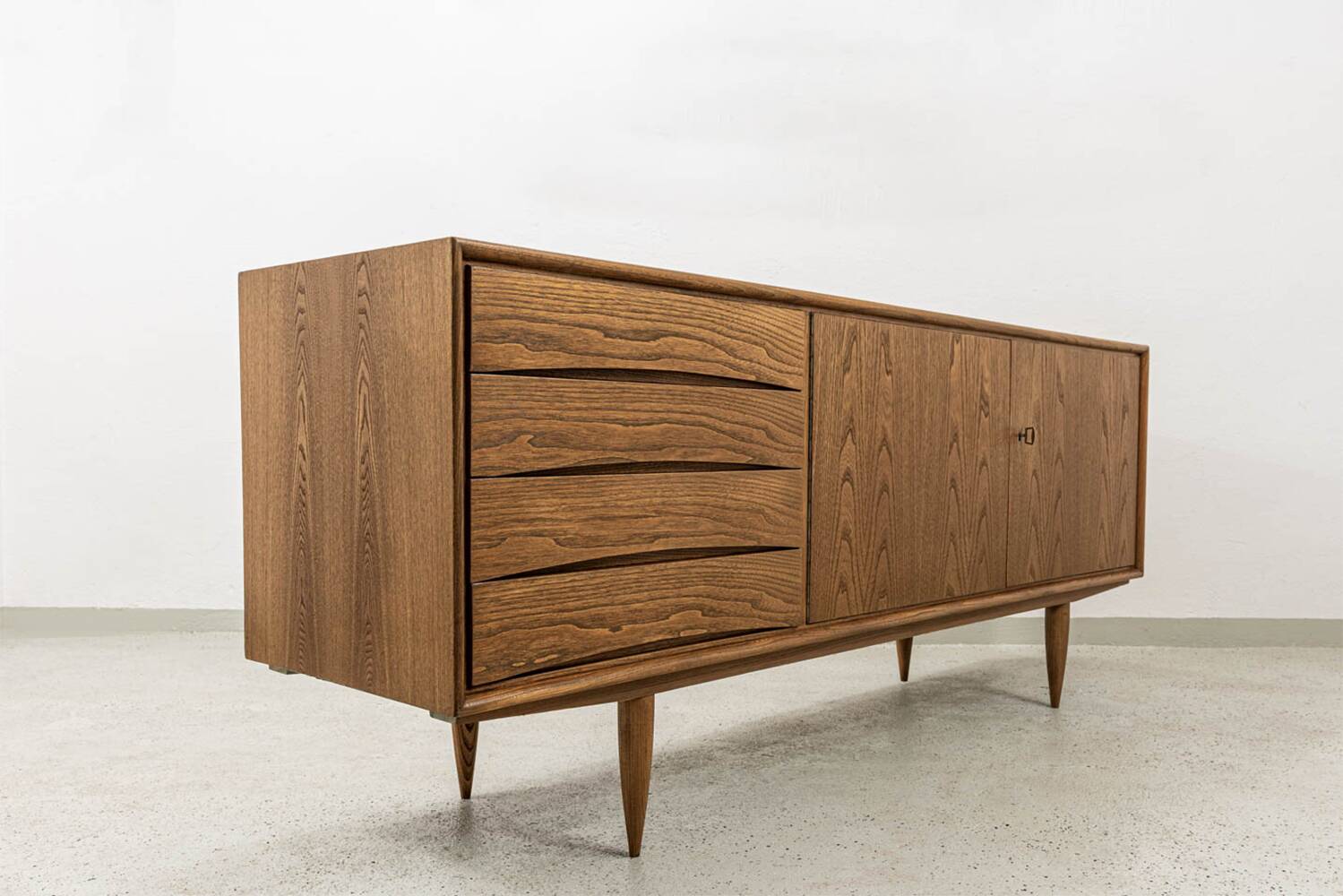Vintage oak sideboard by Bydgoskie Fabryki Mebli, 1960, Poland