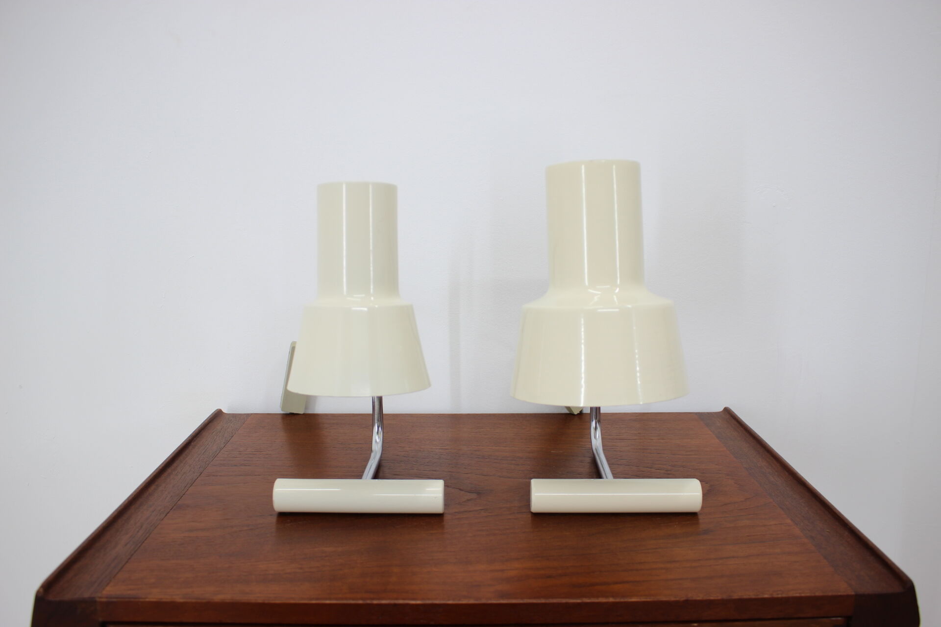 Set of two beige table lamps designed by Josef Hůrka for Napako 1970