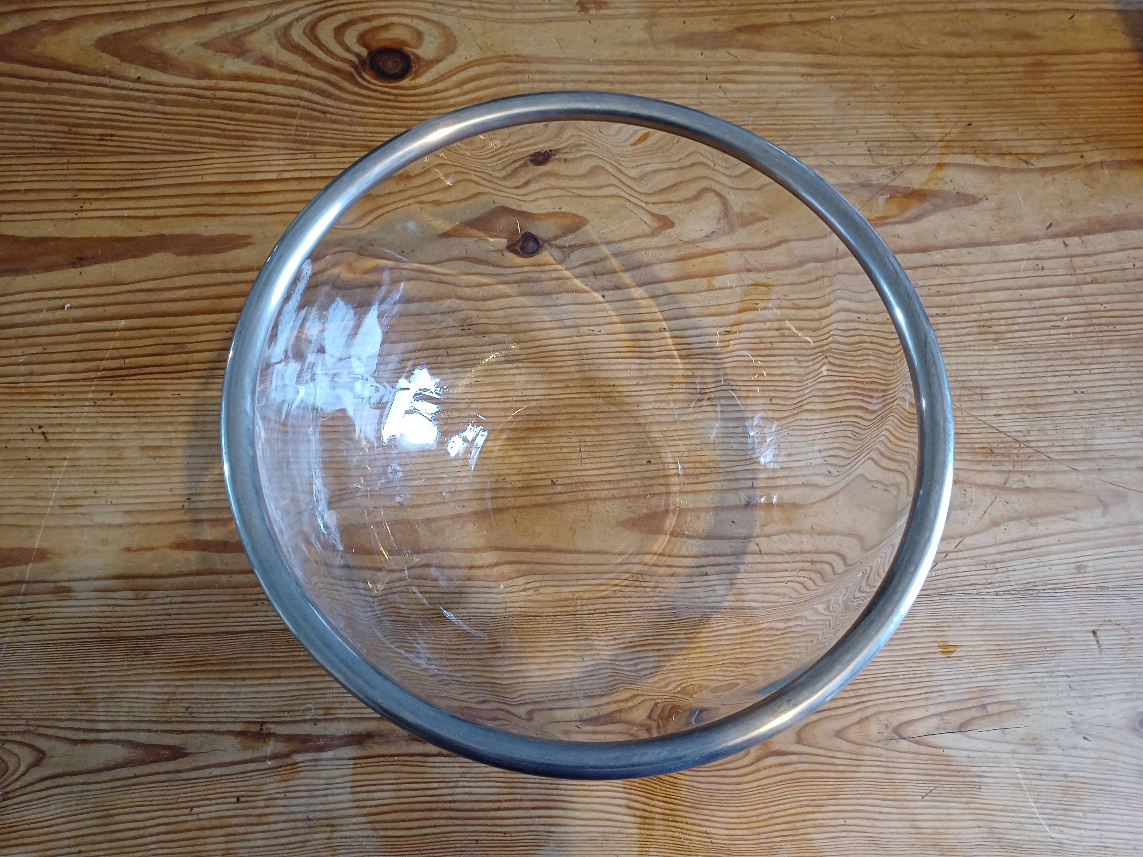Saladier verre et métal argenté