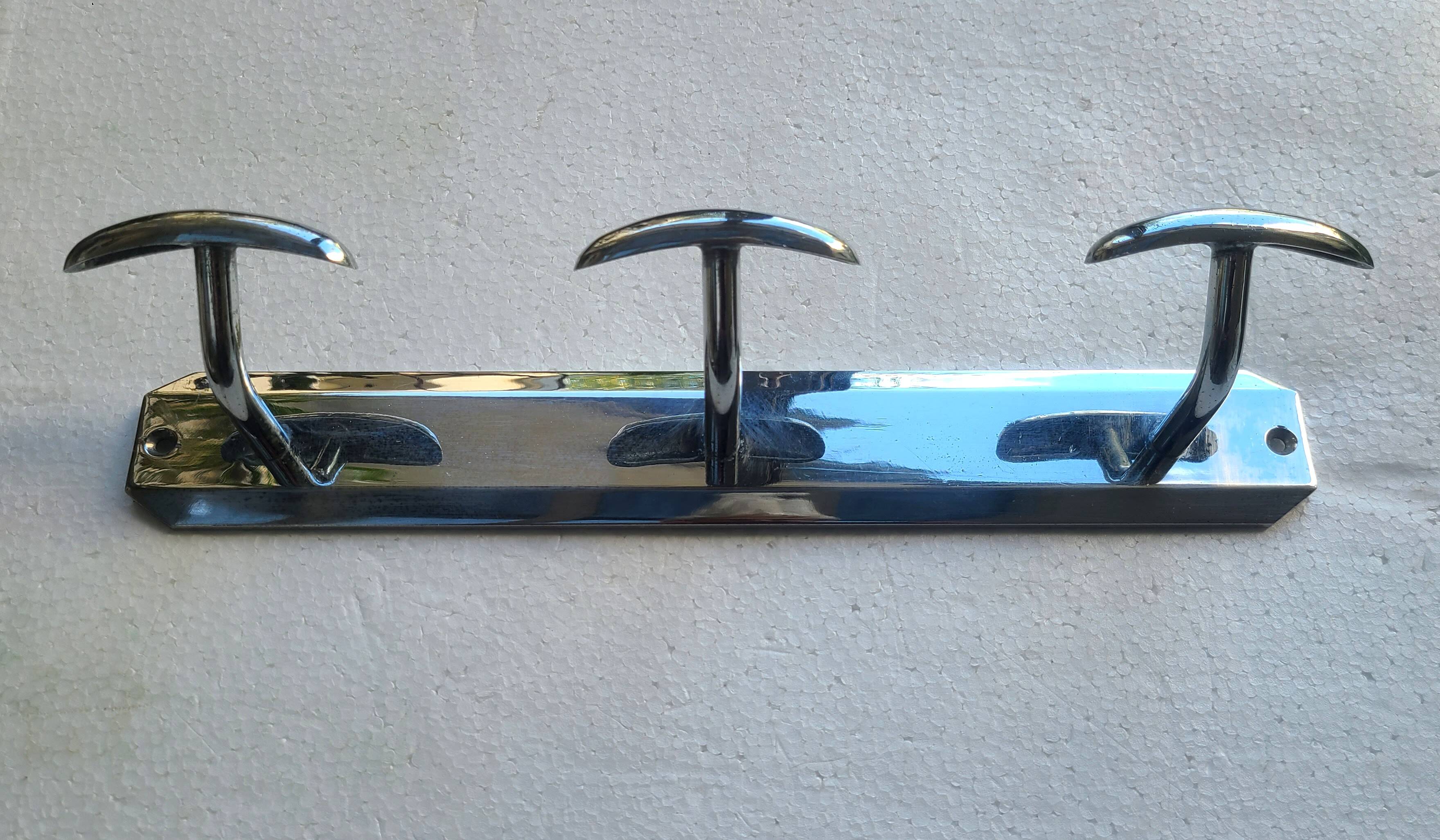 3-hook coat rack, chrome-plated, 60s