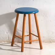 Antique wooden stool with a round seat – Central Europe, around 1950