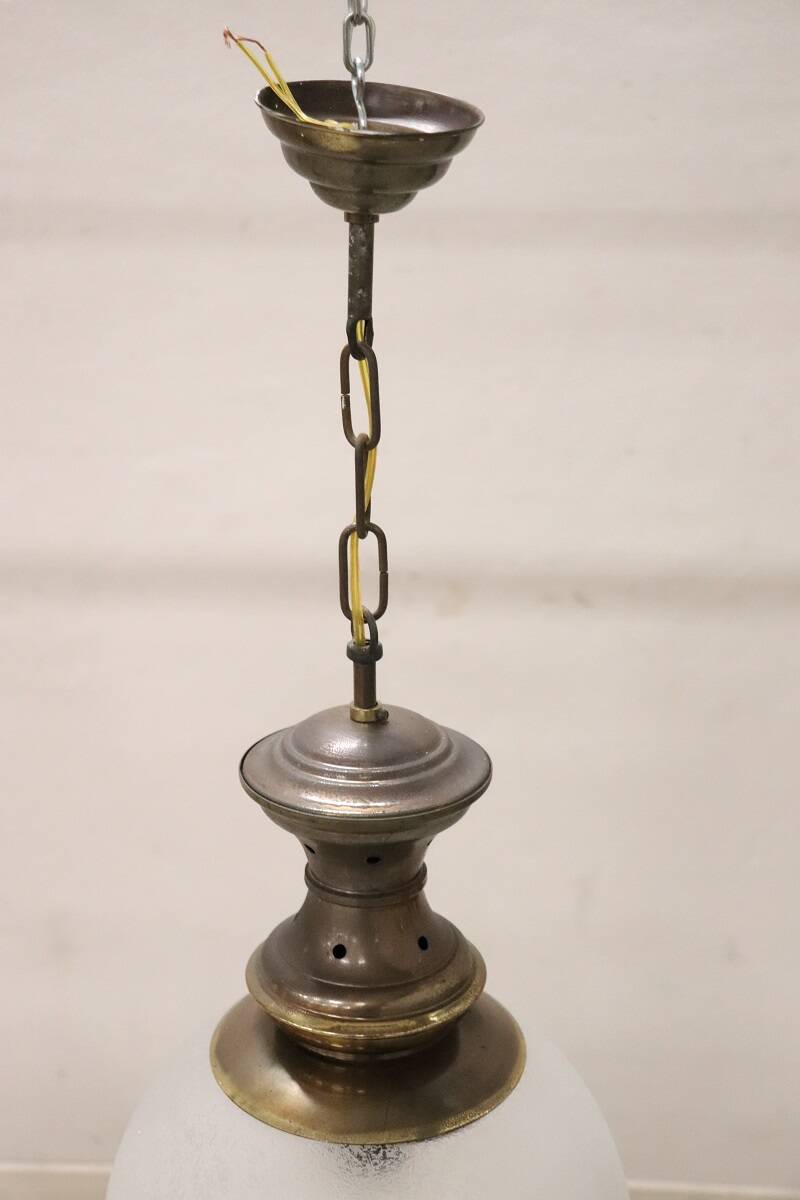 Brass and Glass Pendant Lamps, 1960s, Set of 3