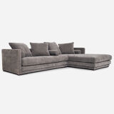 Canapé d’angle gris, design scandinave