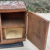 Art Deco bedside table in solid wood and marble, 1950s