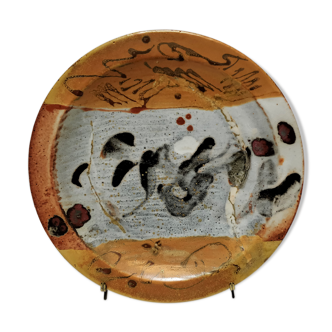 Assiette contemporaine en grès émaillée