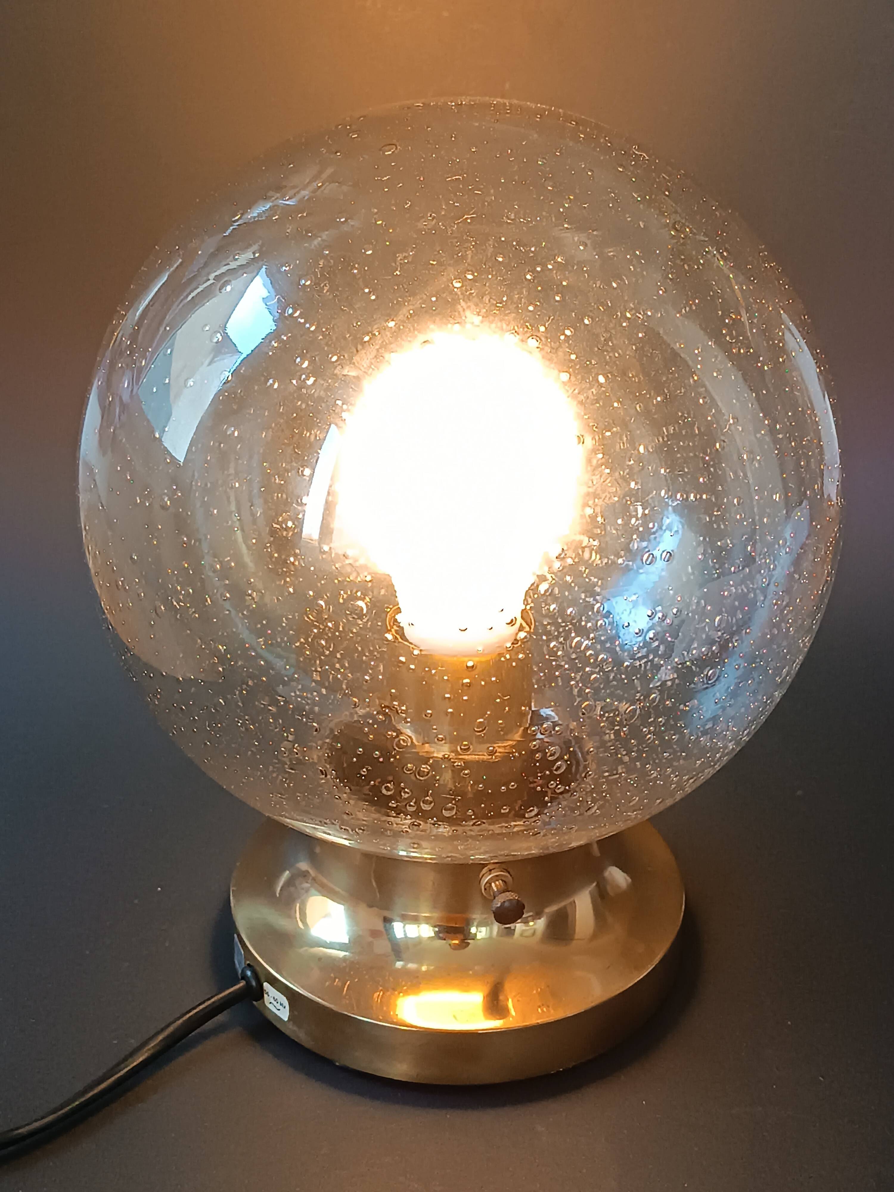 Vintage Limberg table lamp in bubbled glass and brass base