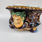 Gien earthenware jardinière, Renaissance model, 20th century.