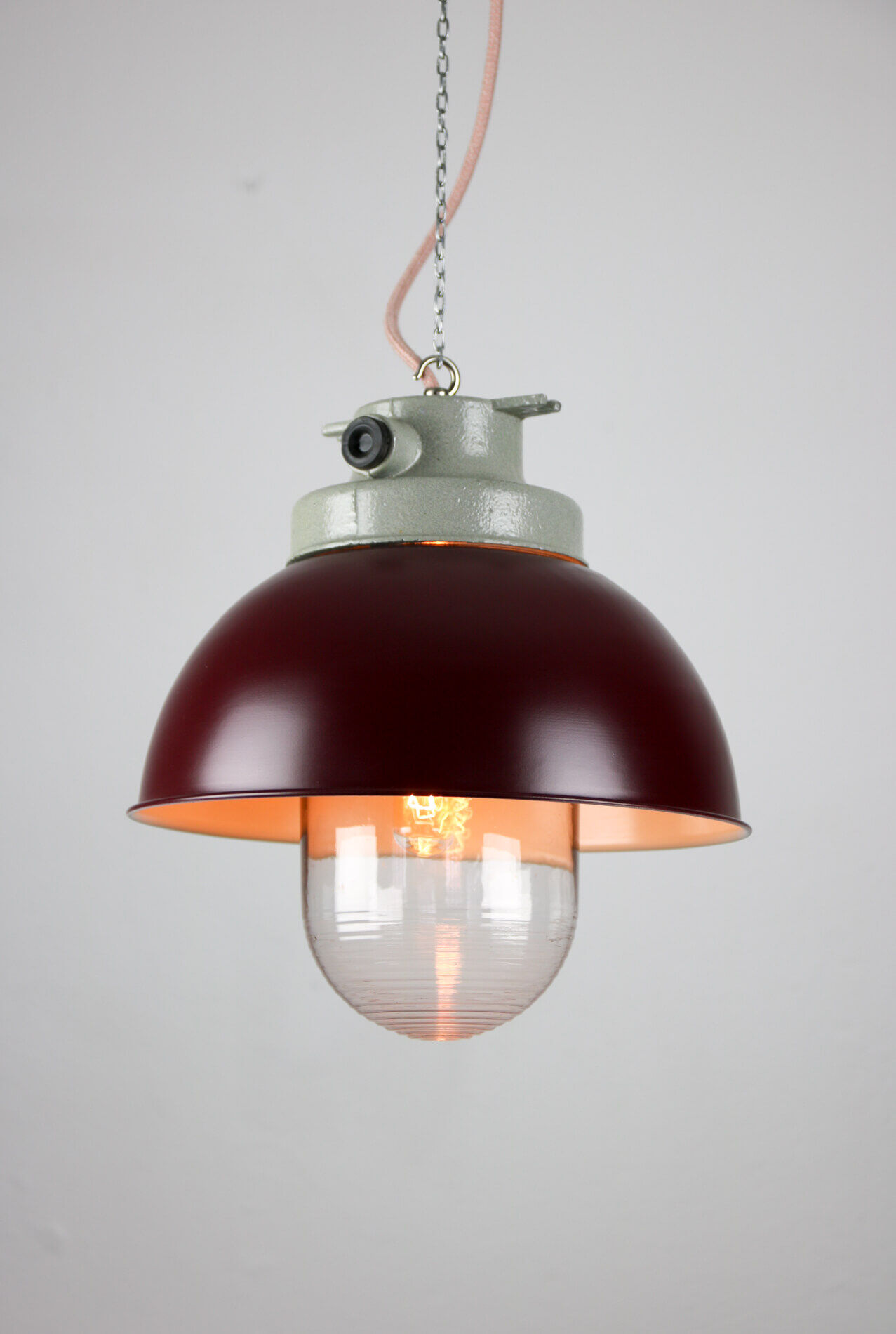 Vintage burgundy big industrial hanging light from TEP